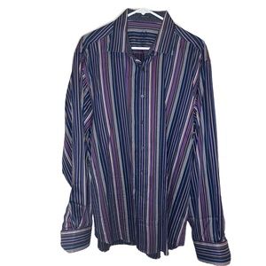 Bugatchi Uomo Men's Casual Button Down Striped Long Sleeve Shirt XL XXL VGUC